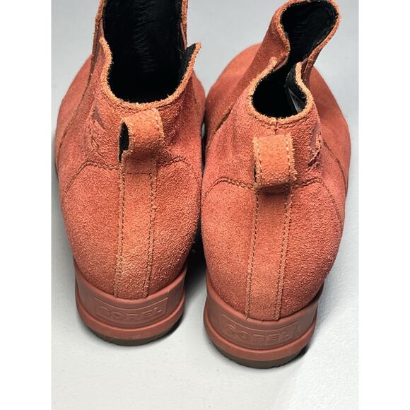 Sorel Joan of Arctic Suede Leather Chelsea Boots Womens 8 Orange Wedge Pull On - Picture 6 of 10